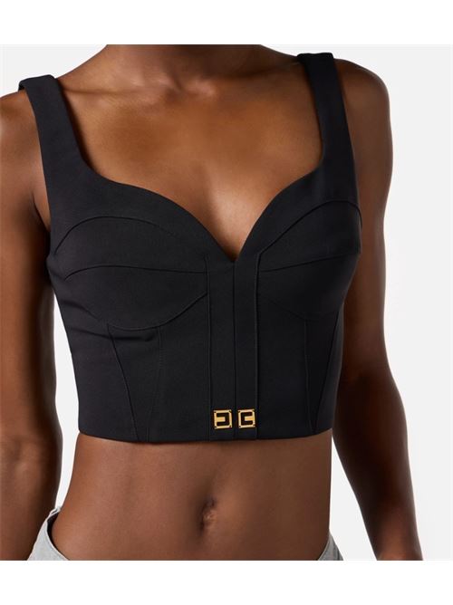 Lightweight crepe top with logo details ELISABETTA FRANCHI | TO03956E2.110